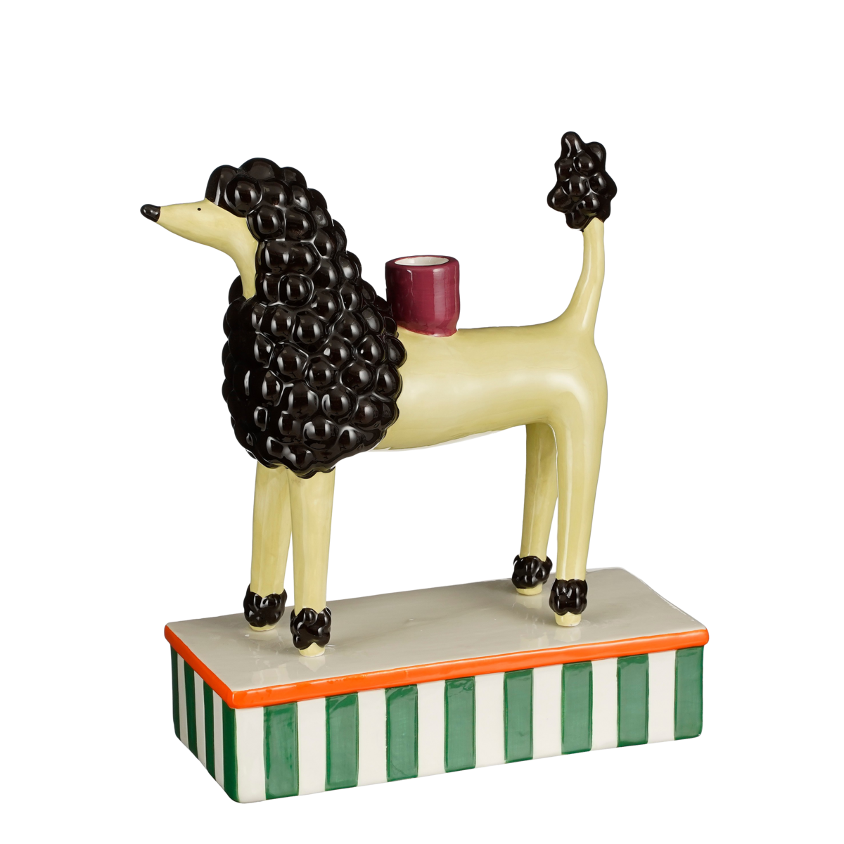 Kerzenständer Hund – L24 x B11 x H29 cm – Keramik – Hellgelb