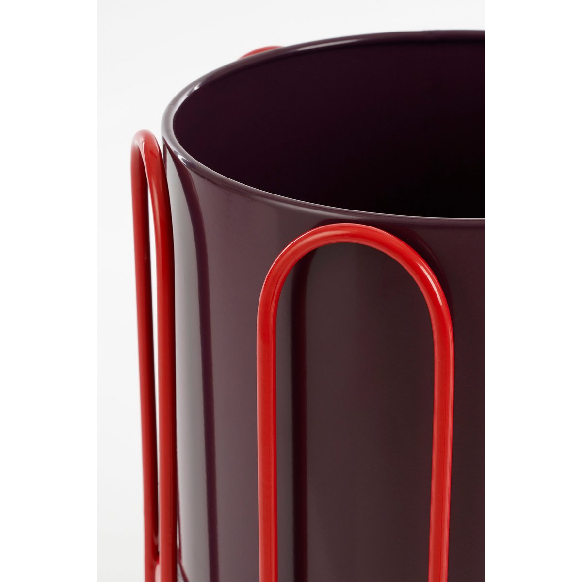 Dione Blumenpot auf Standard - Set von 2 - H35 x Ø26 cm - Metall - Dunkelrot, hellrot