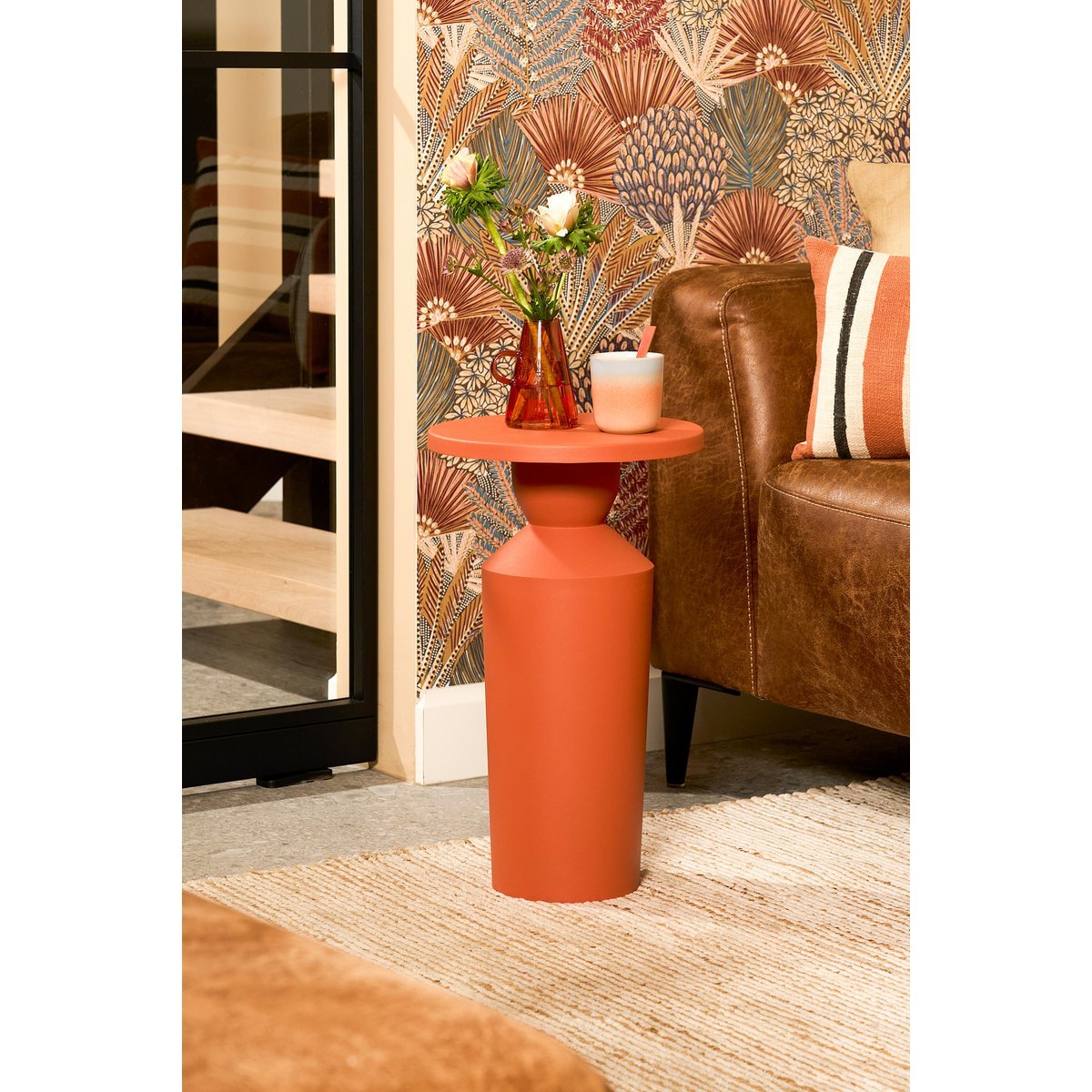 Feroza -Seitentisch - H51 x Ø30 cm - Metall - Orange
