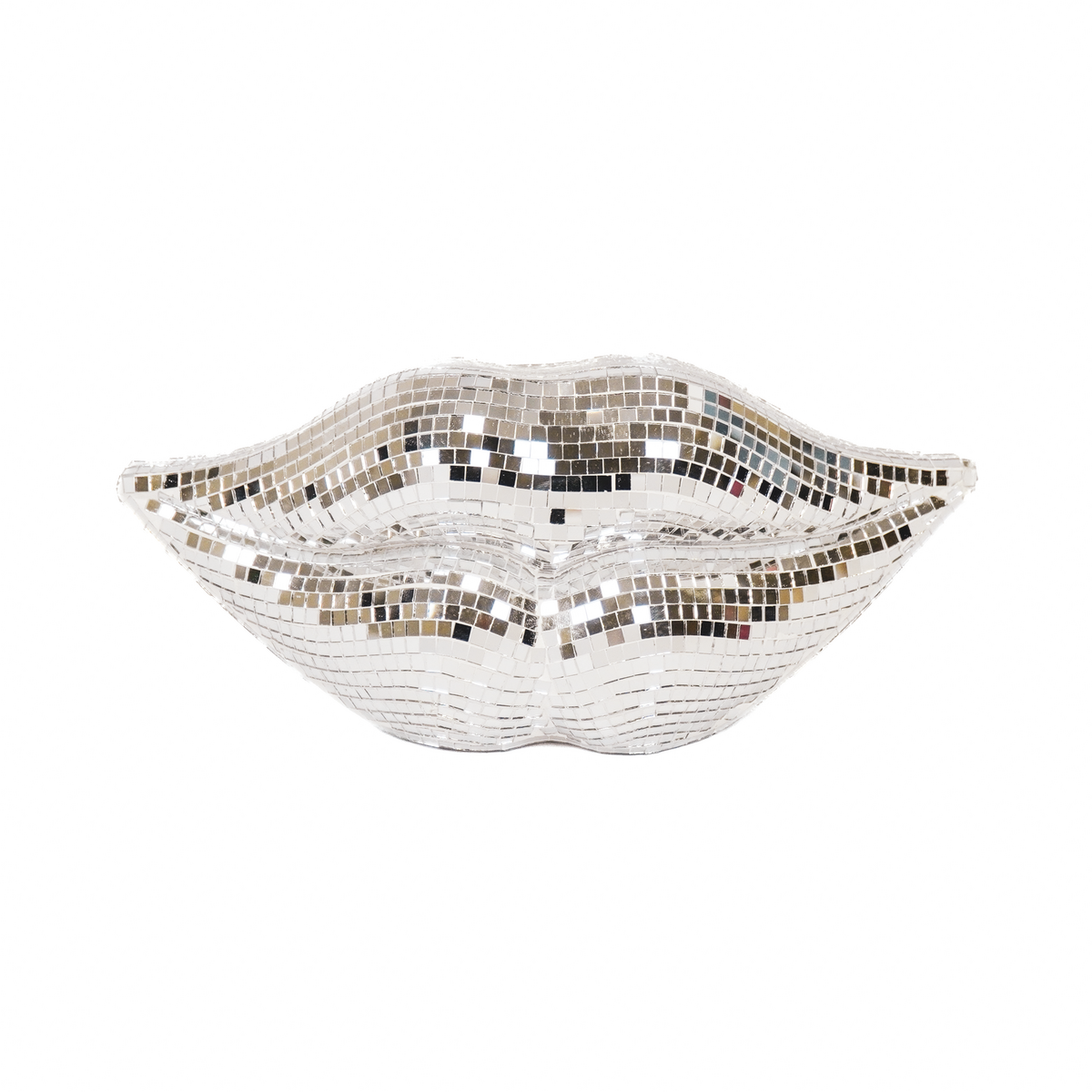 Ornament - Disco -LIPS - Glas - Silber - 29x10x13,5 cm