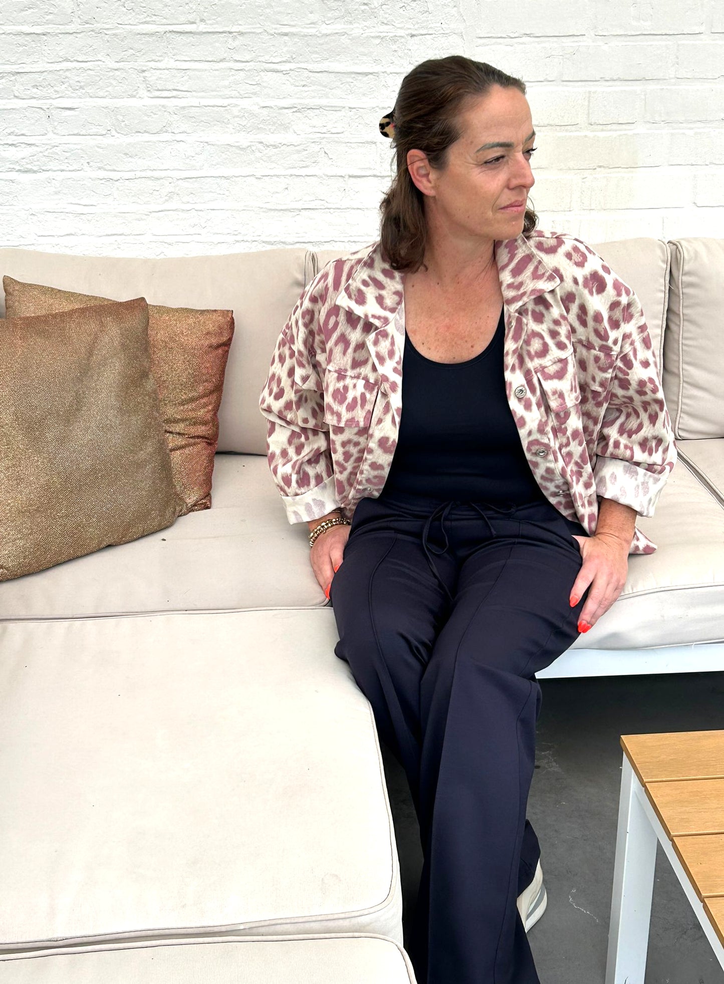 Jeansjacke im Leo-Print – Oversize Look, Einheitsgröße 36–44