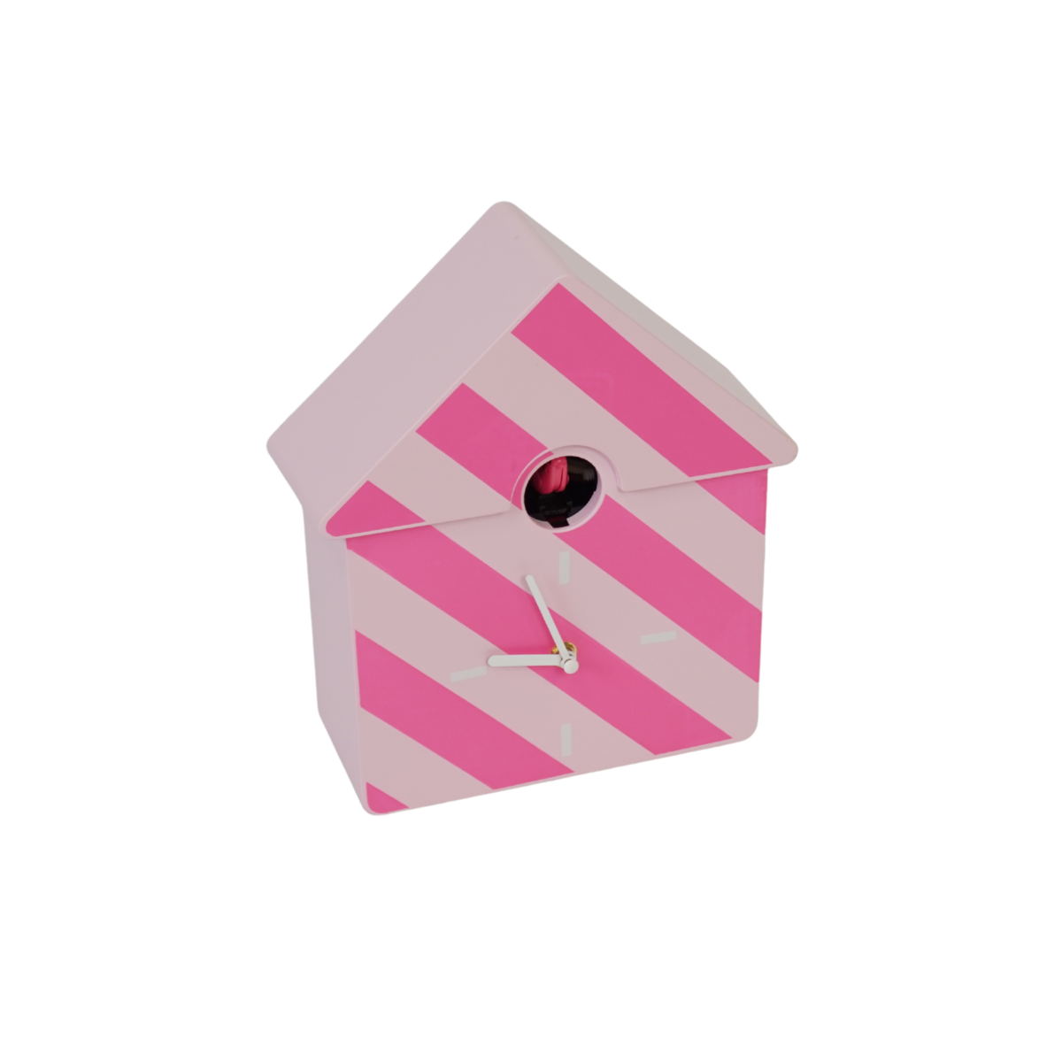 Uhr-Wand-Uhr-Kuckucks-Streifenmuster/Rosa 24x27x9cm