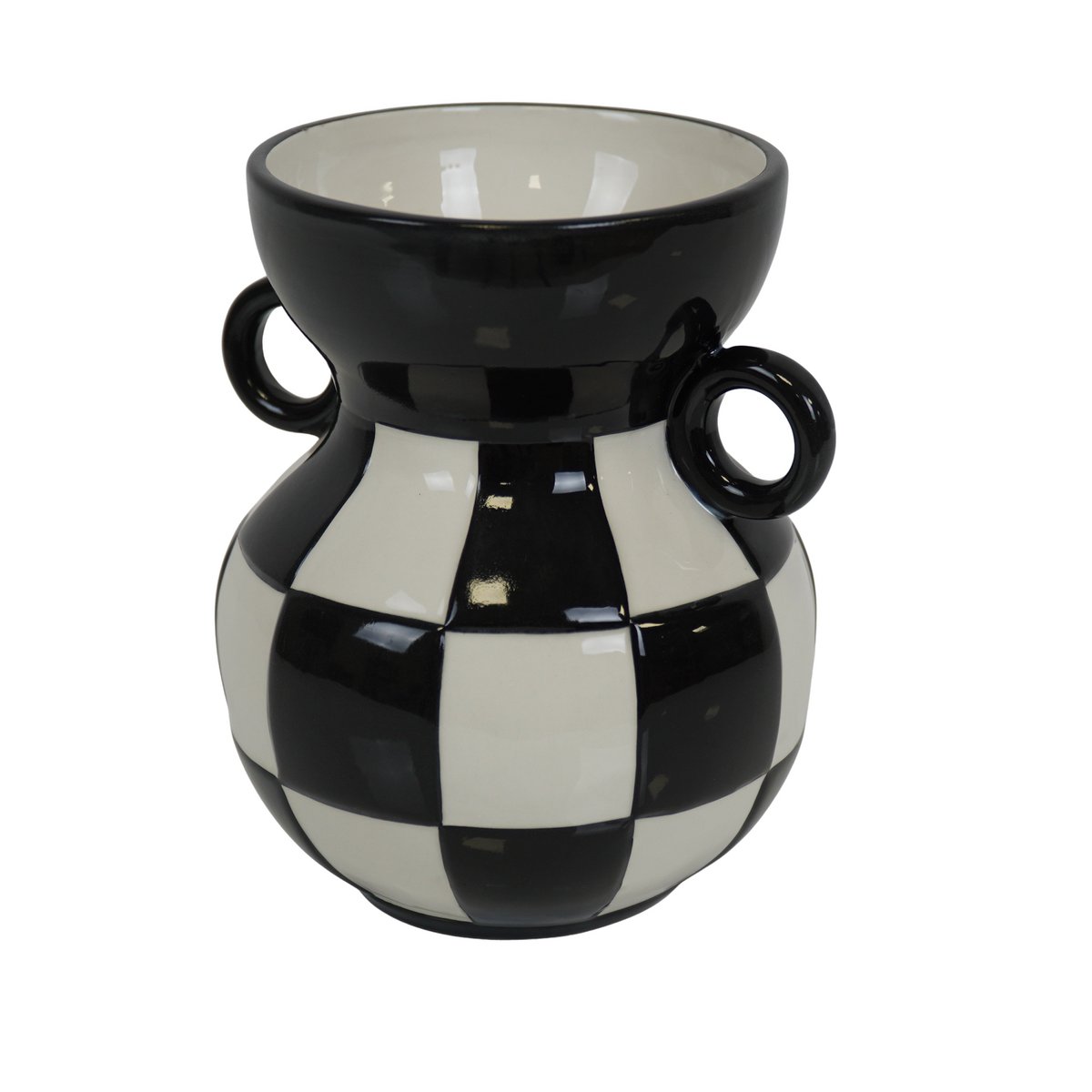 Vase - Krug - Keramik - Schwarz/Weiß - 14,5x14x17cm