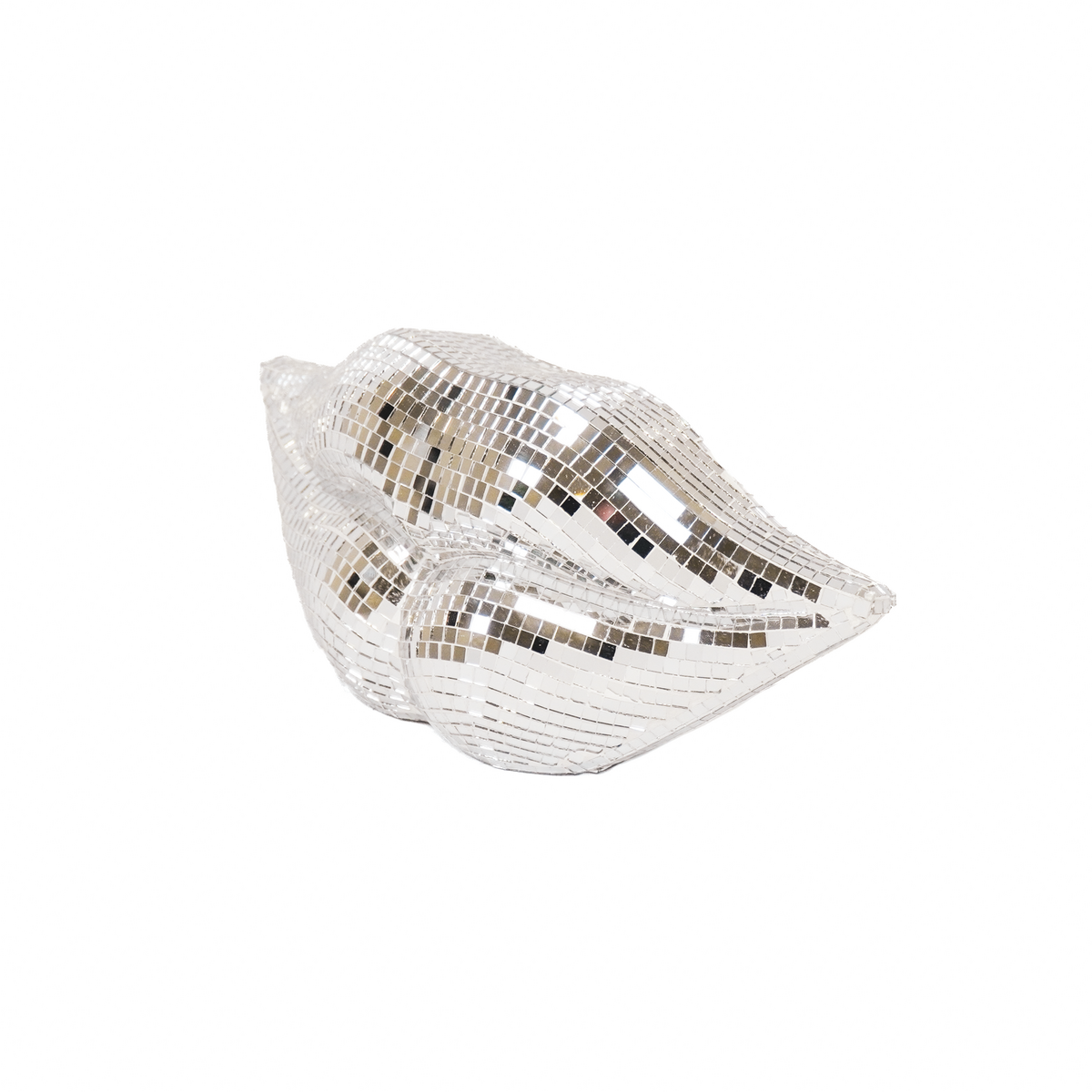 Ornament - Disco -LIPS - Glas - Silber - 29x10x13,5 cm