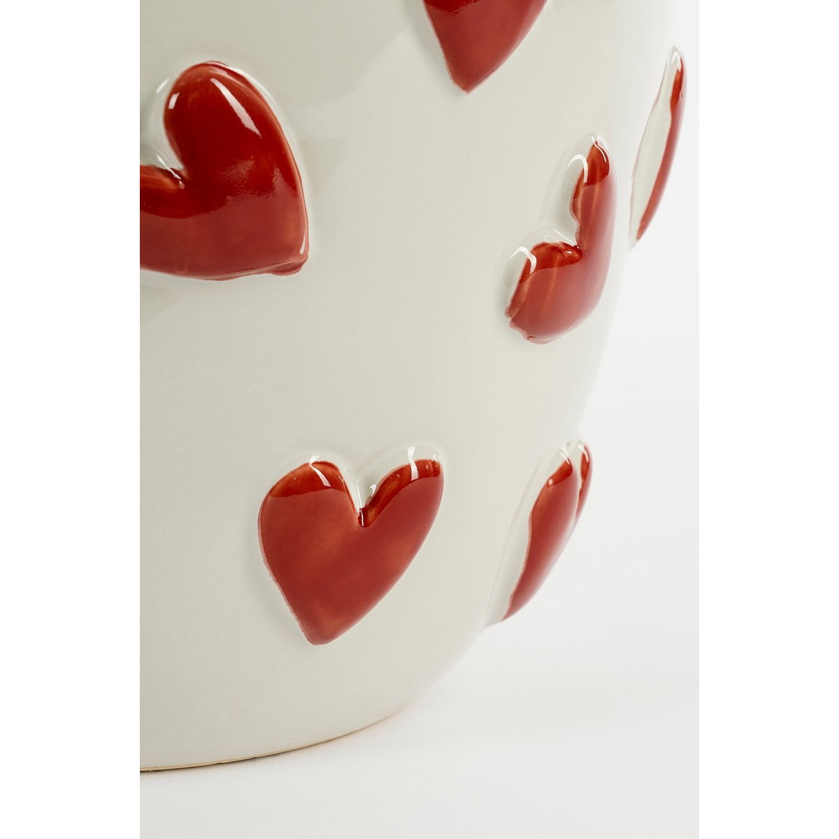 Herzvase – H33 x Ø30 cm – Keramik – Weiß, Rot