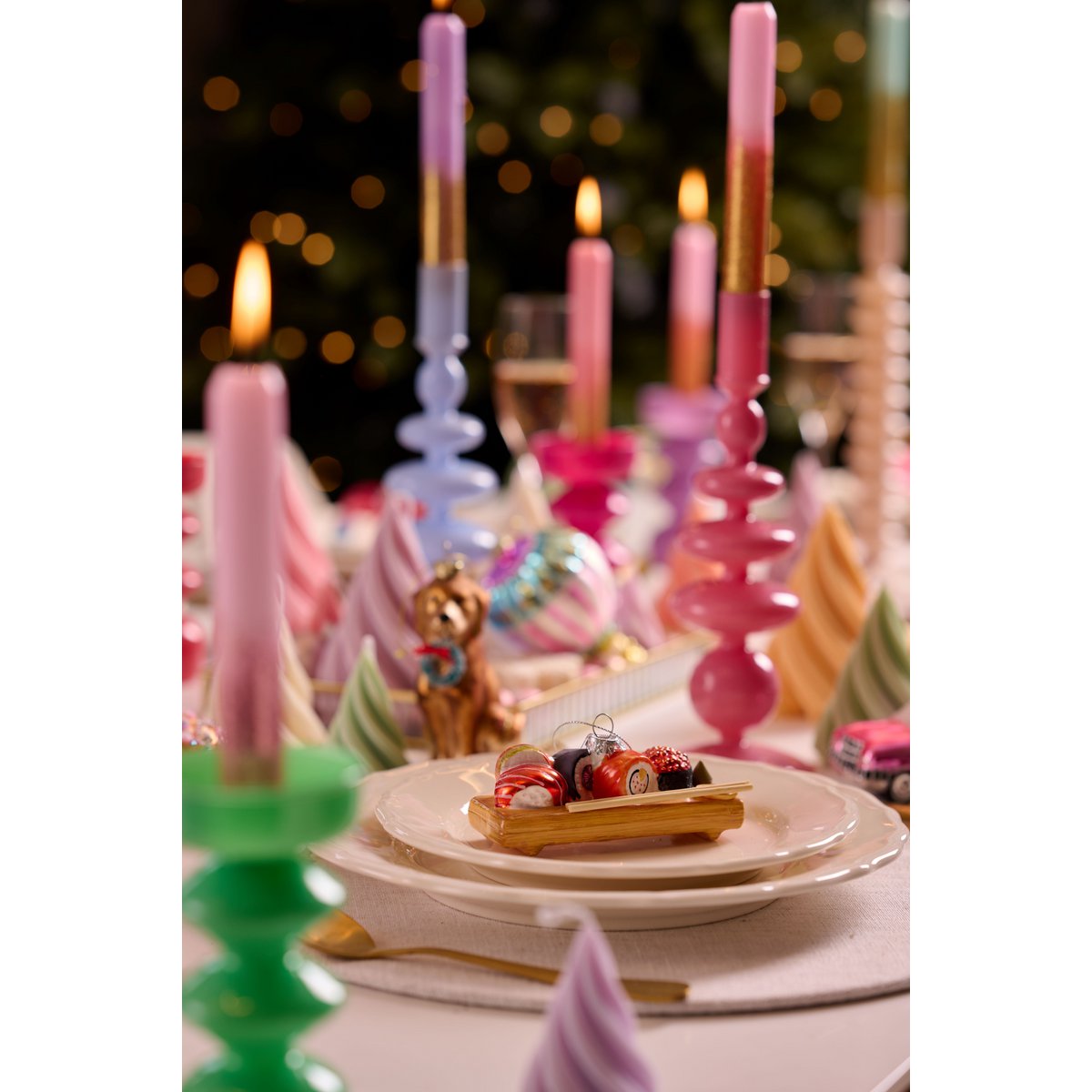 Kerzenständer Glas Zickzack Dark Beige