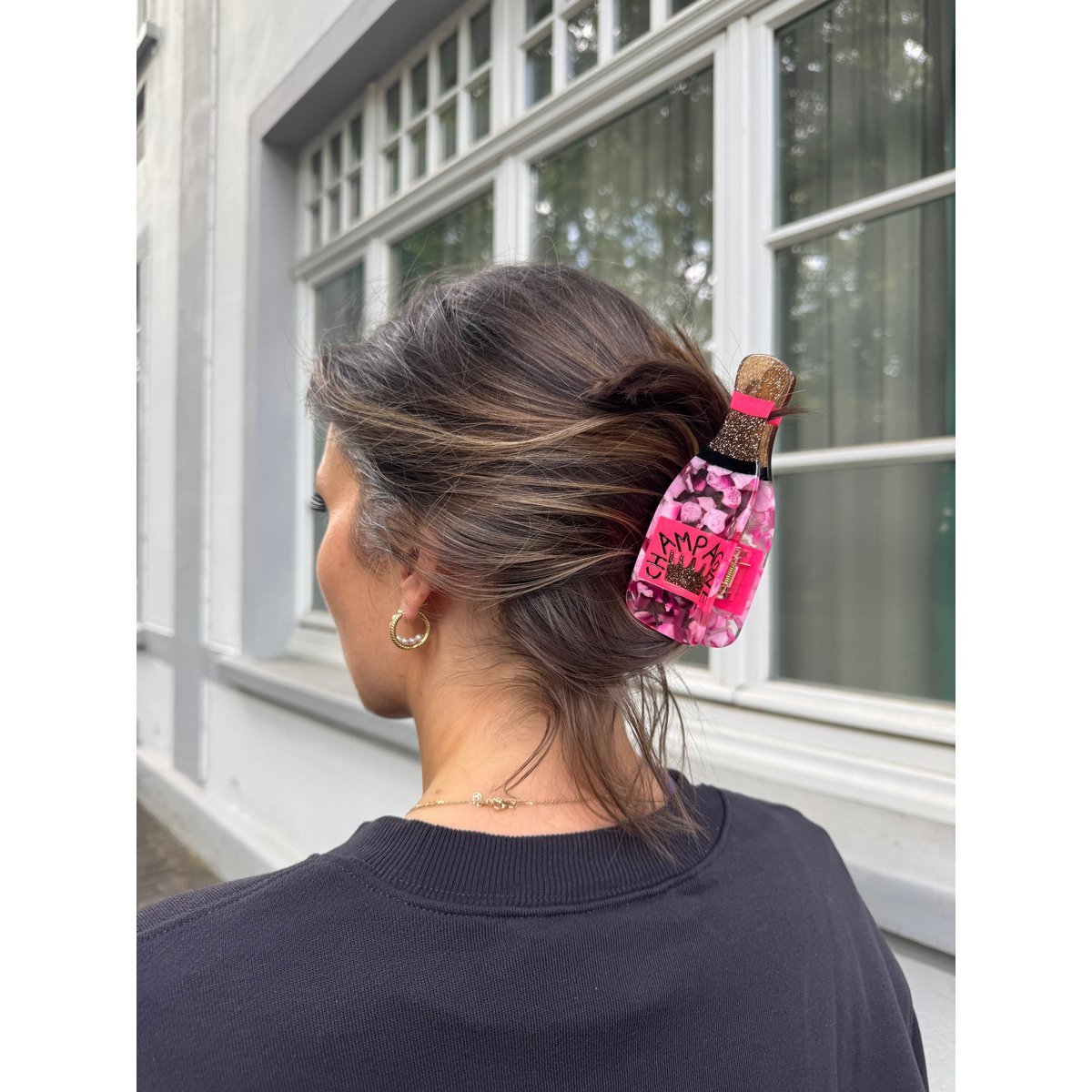 Haarklammer Champagner pink