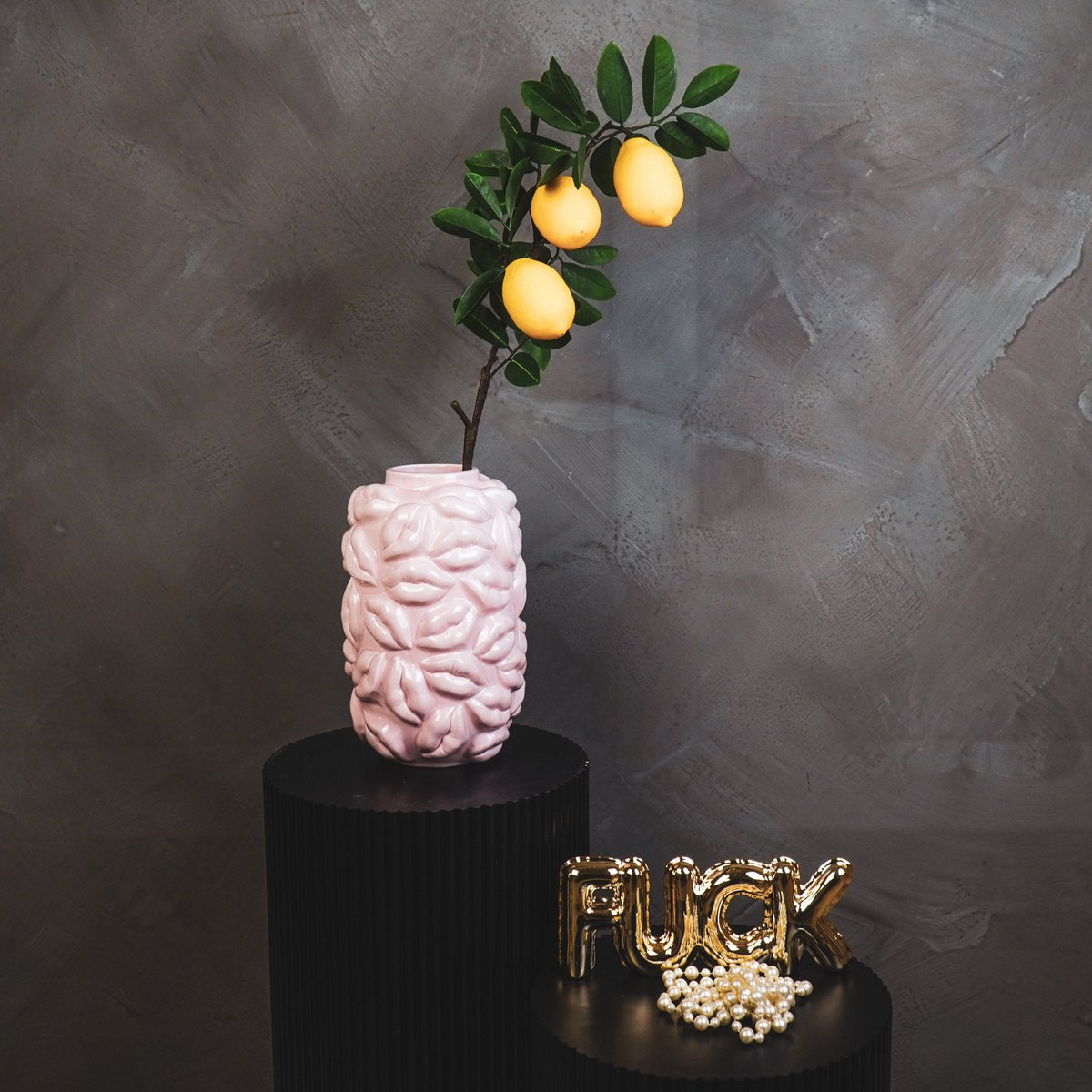 Vase - Kisses - Keramik - Hellrosa - 17x17x27cm