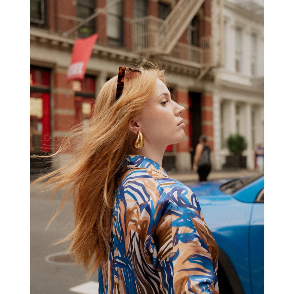 Bluse Loose Cut Blue Seaweed