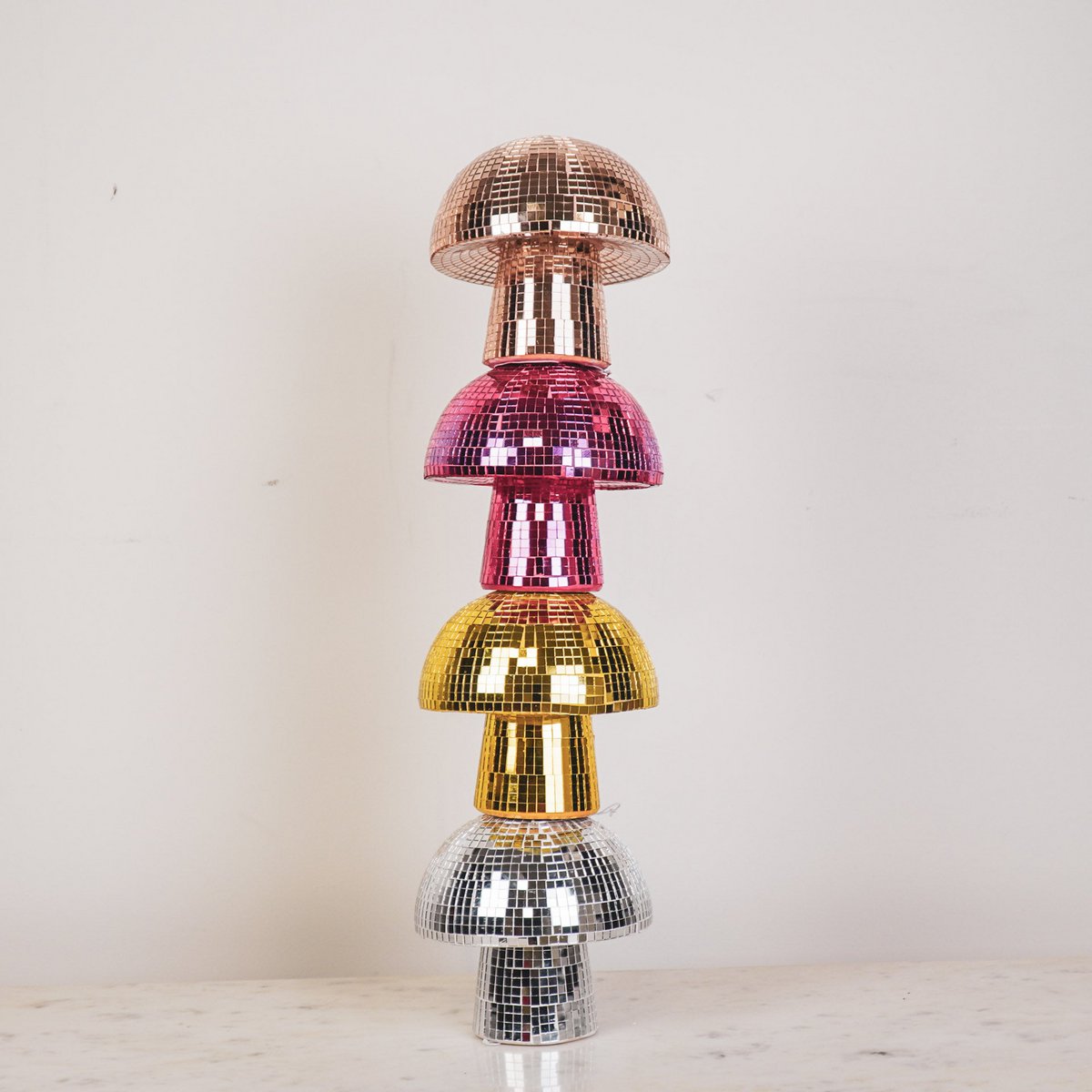 Ornament - Disco -Mushroom -glass - Roségold- 14x14x14cm