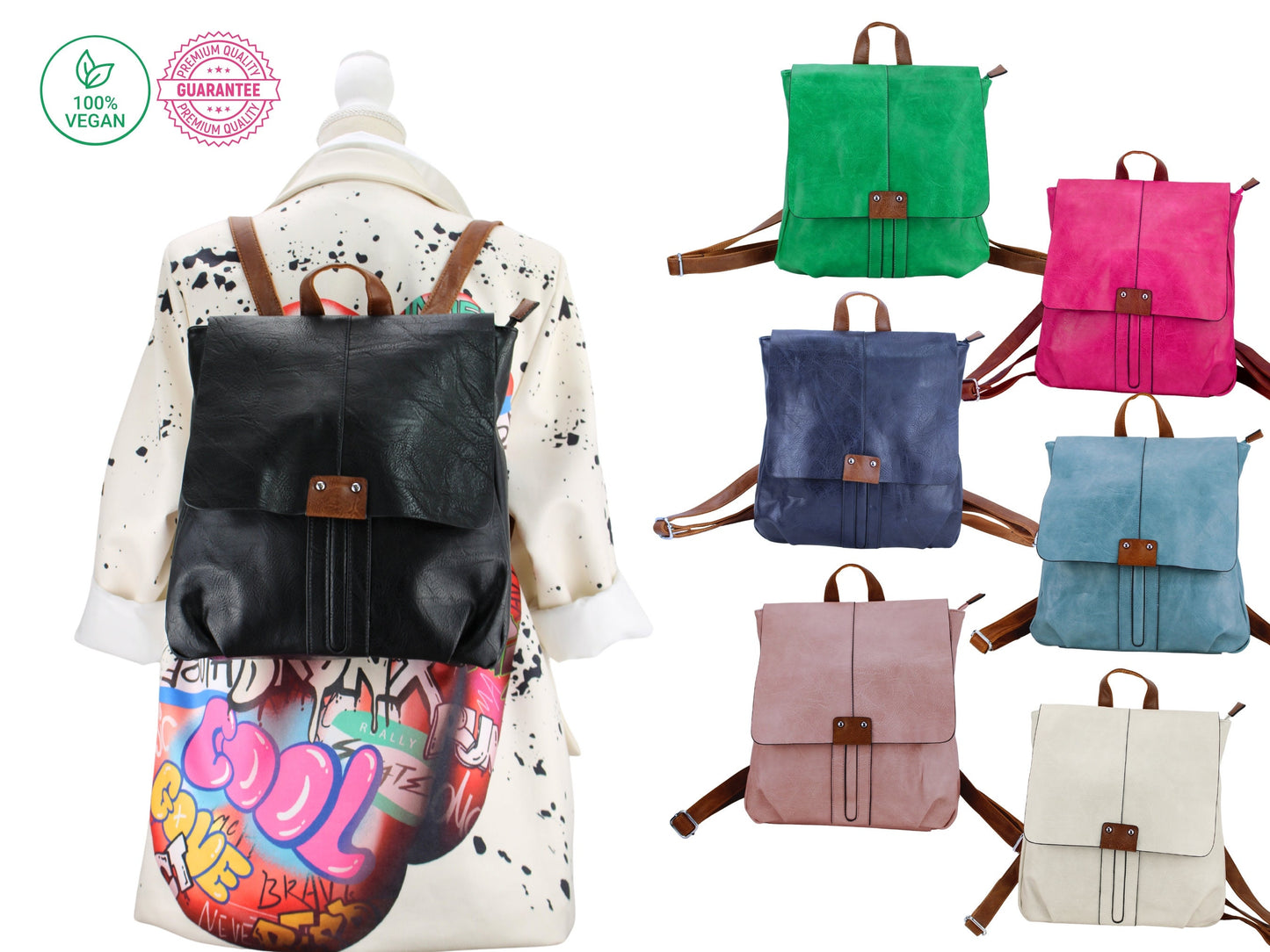 Backpack for women, vegan, trendy and environmentally friendly!