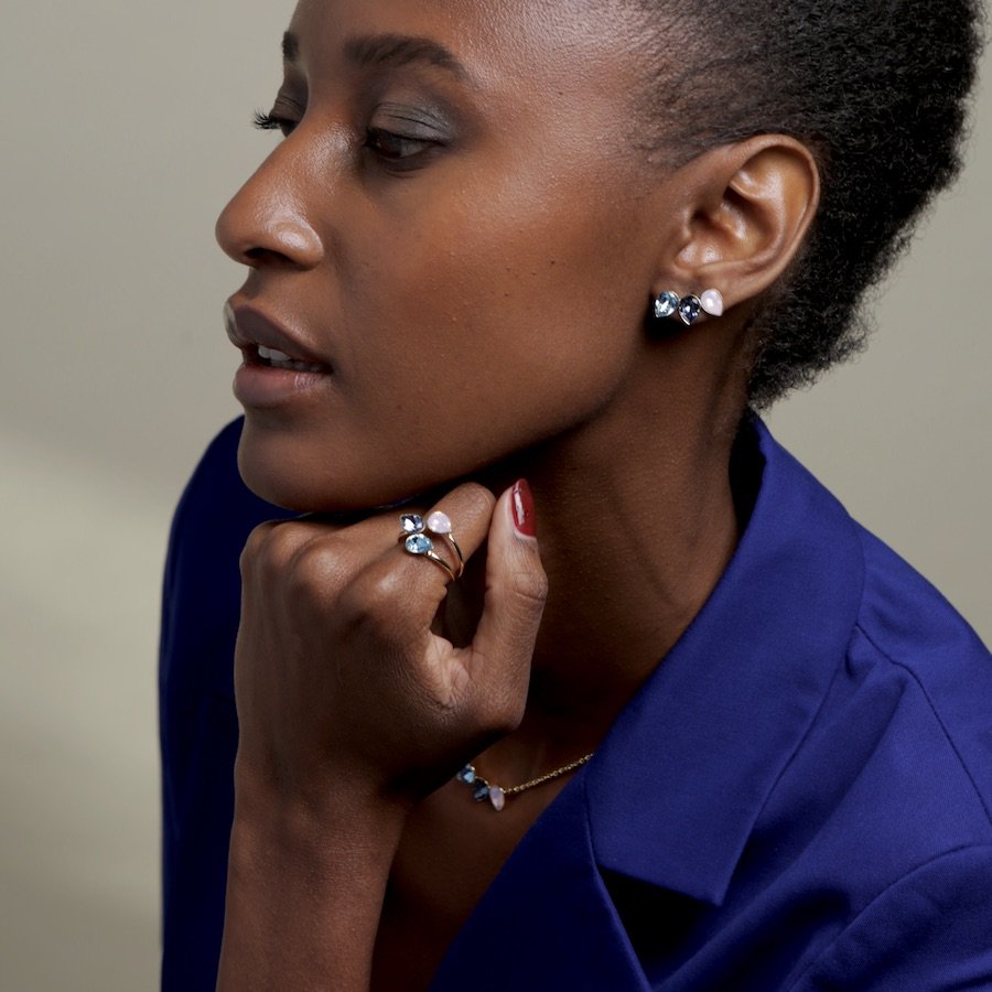 Classic Triple Leaf Ring Rosewater Opal