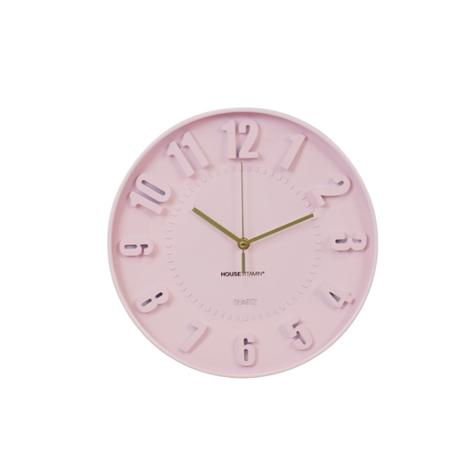Uhr- wall Taktnummern- hellrosa -30x30x4cm