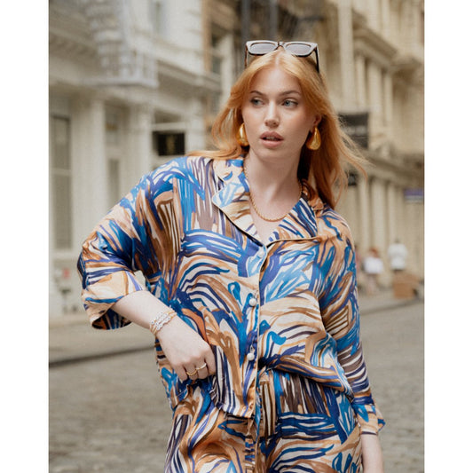 Bluse Loose Cut Blue Seaweed