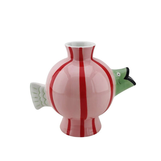 Vase - Fish -Dolomit -pink/mint/rot -21.5x13x17cm