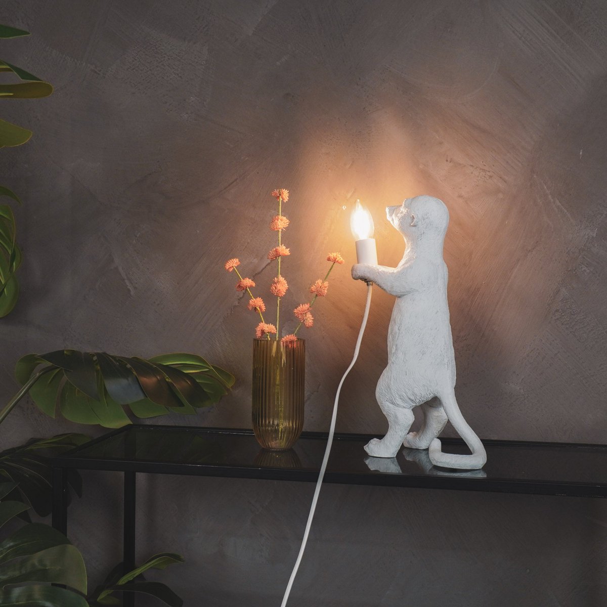 Lampe - Erdmännchen - Polyresin - Sand - 15x10x38cm