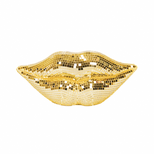 Ornament - Disco -LIPS - Glas - Gold - 29x10x13,5 cm