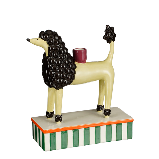 Kerzenständer Hund – L24 x B11 x H29 cm – Keramik – Hellgelb