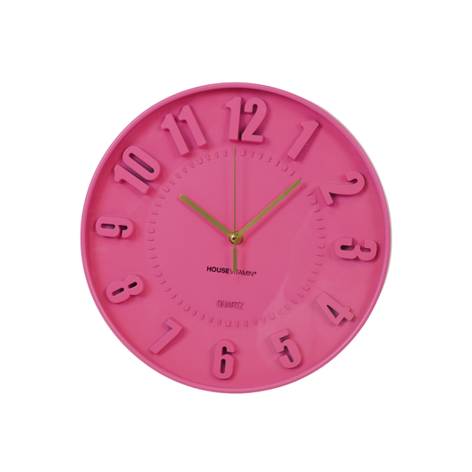 Uhr- Wanduhr Nummern- Neon Pink -30x30x4cm