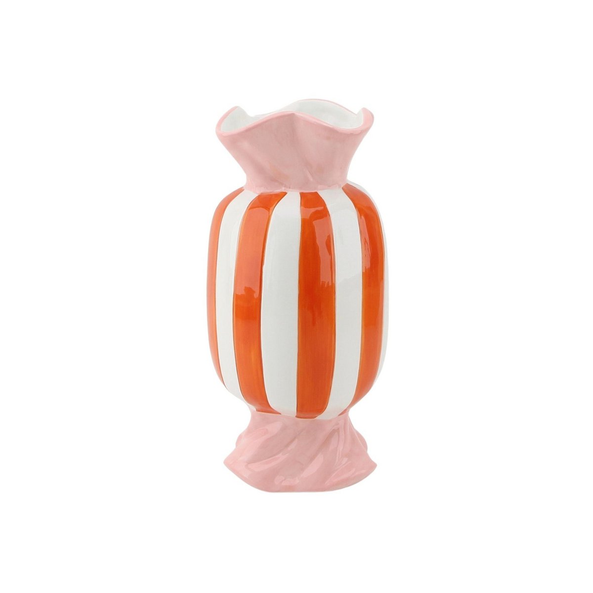 Vase -Flower Vase Toffee Candy - Orange/Pink - 9,5x9,5x21 cm