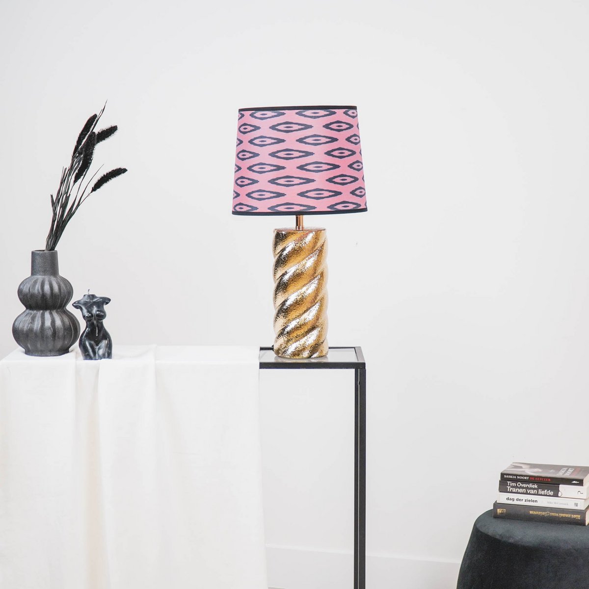 Lampenschirm - Kelim-Druck - Polyester - Rosa - 26x30x23cm