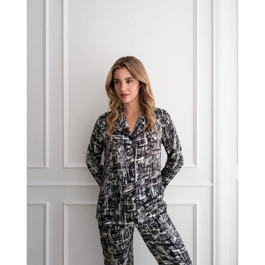 Bluse mit geradem Schnitt in Schwarz und Weiß