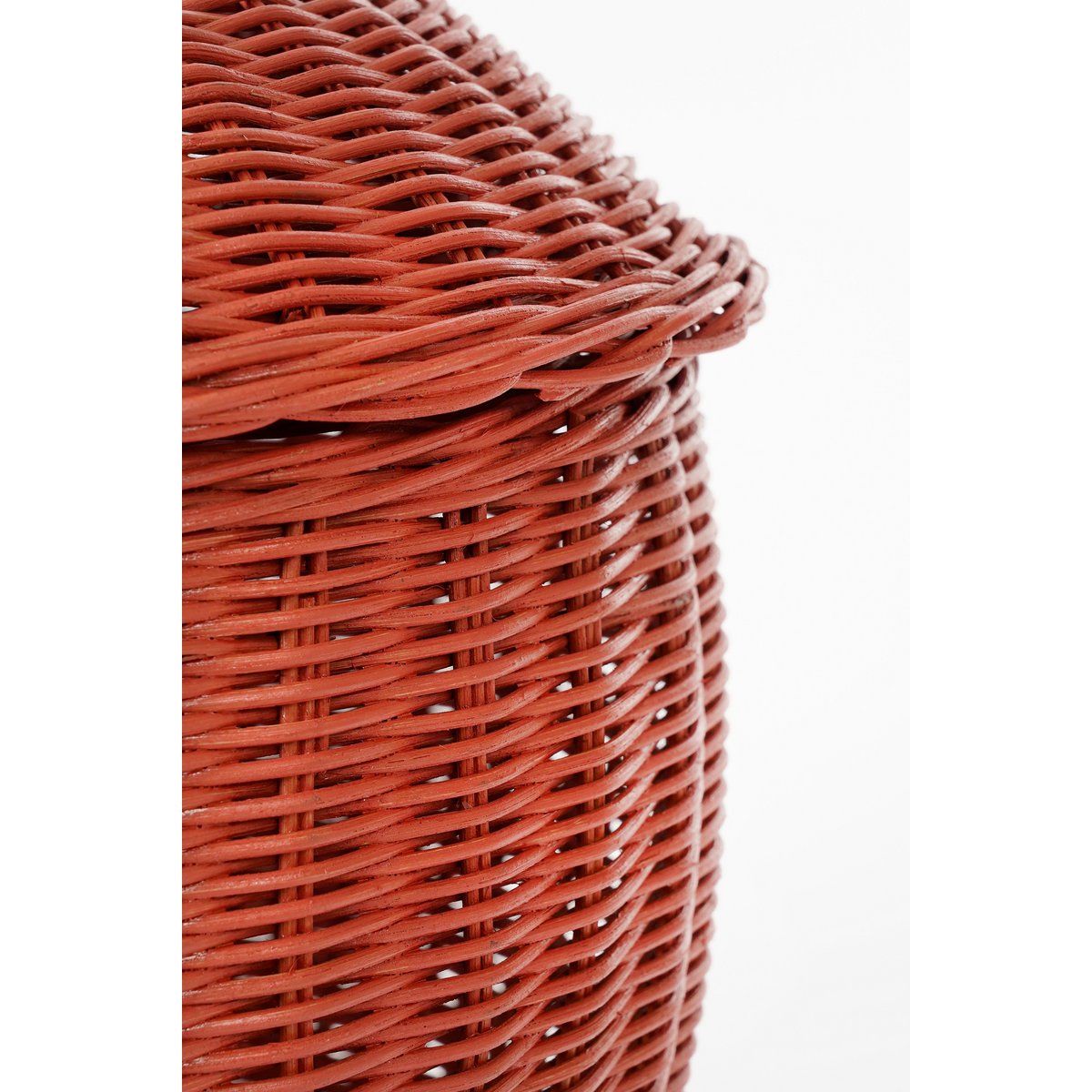 Aufbewahrungskorb mit Deckel – 2er-Set – H48 x Ø30 cm – Rattan – Rot