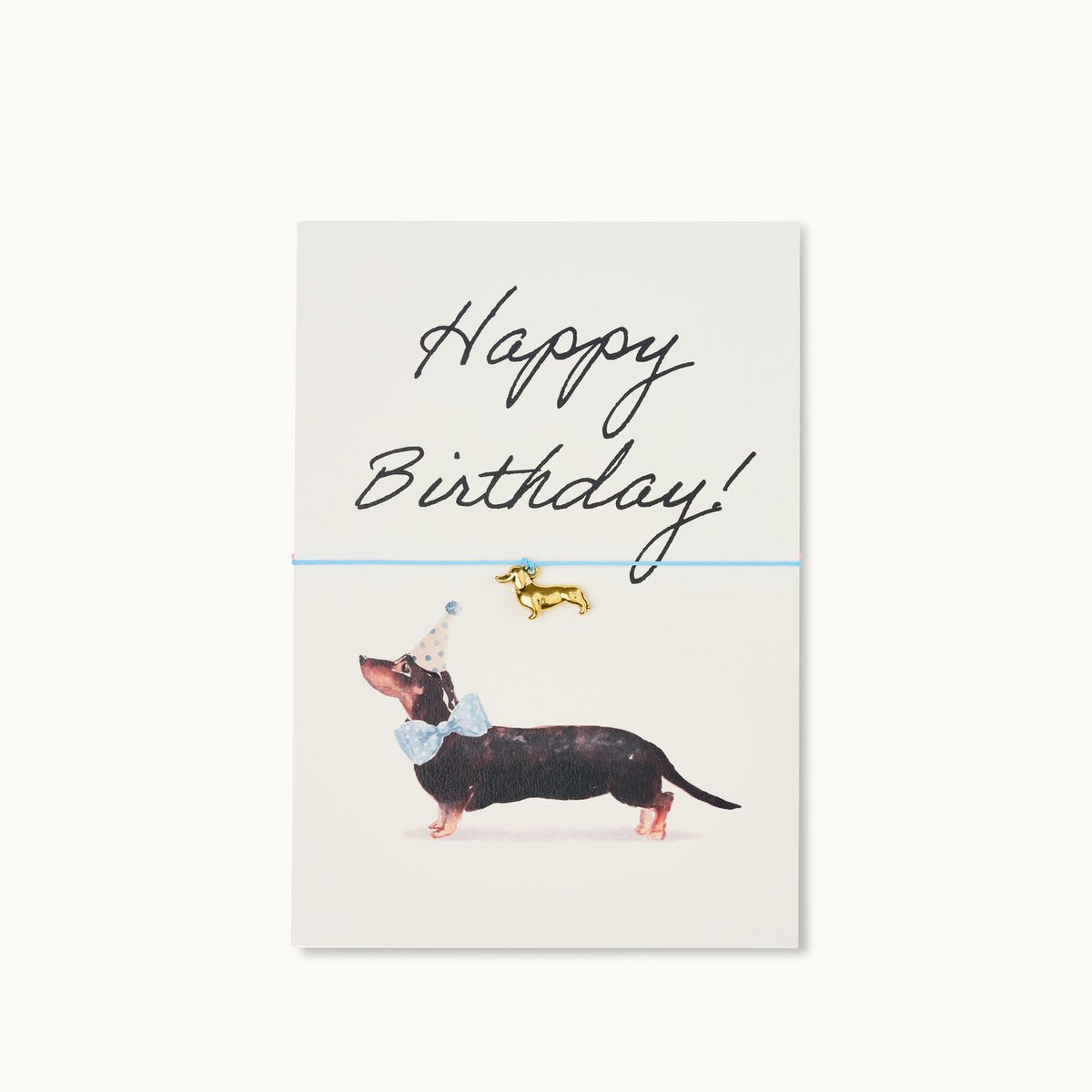Armband-Karte: Happy Birthday Dackel blau