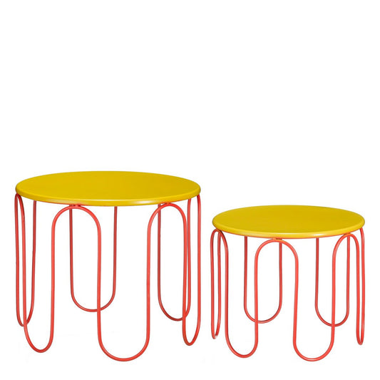 Dione Side Table - Set von 2 - H40 x Ø46 cm - Metall - Gelb
