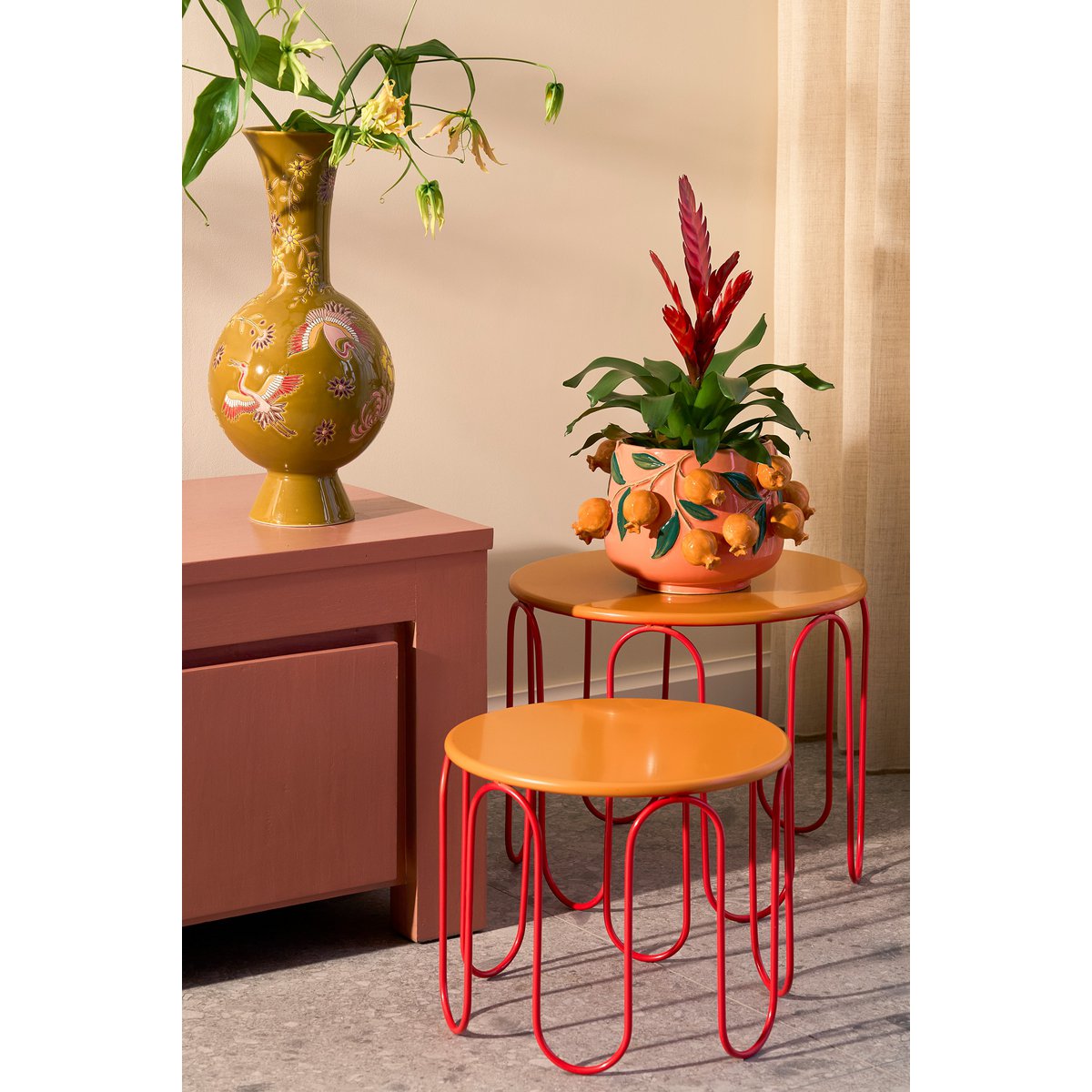 Eloise Vase - H47 x Ø22 cm - Keramik - Oker
