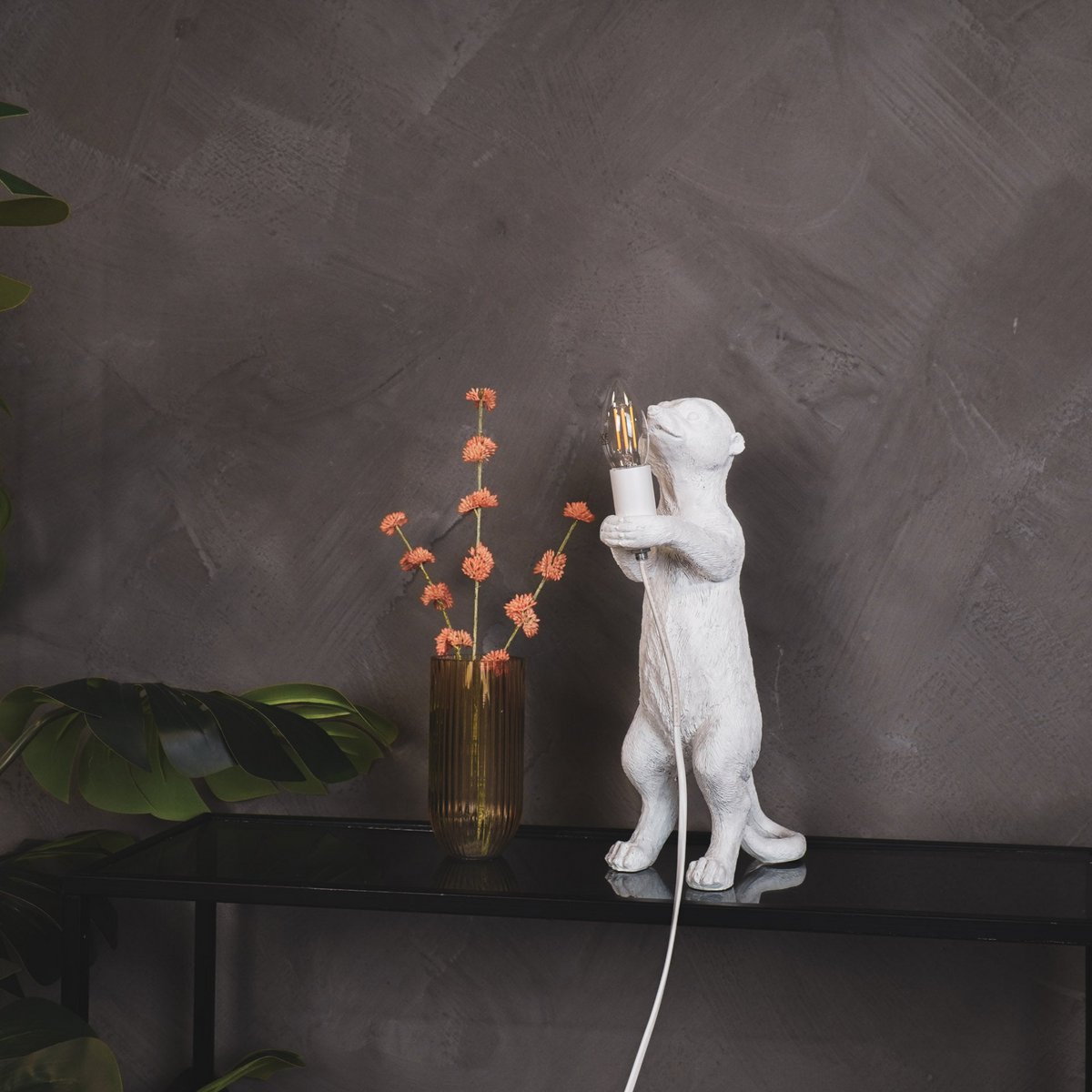 Lampe - Erdmännchen - Polyresin - Sand - 15x10x38cm