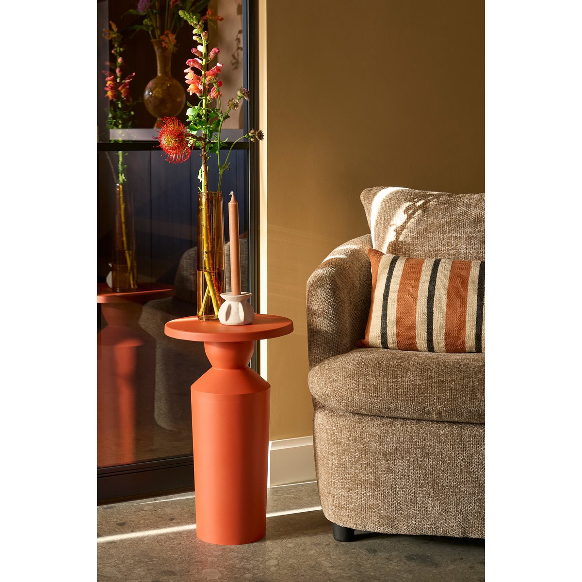 Feroza -Seitentisch - H51 x Ø30 cm - Metall - Orange