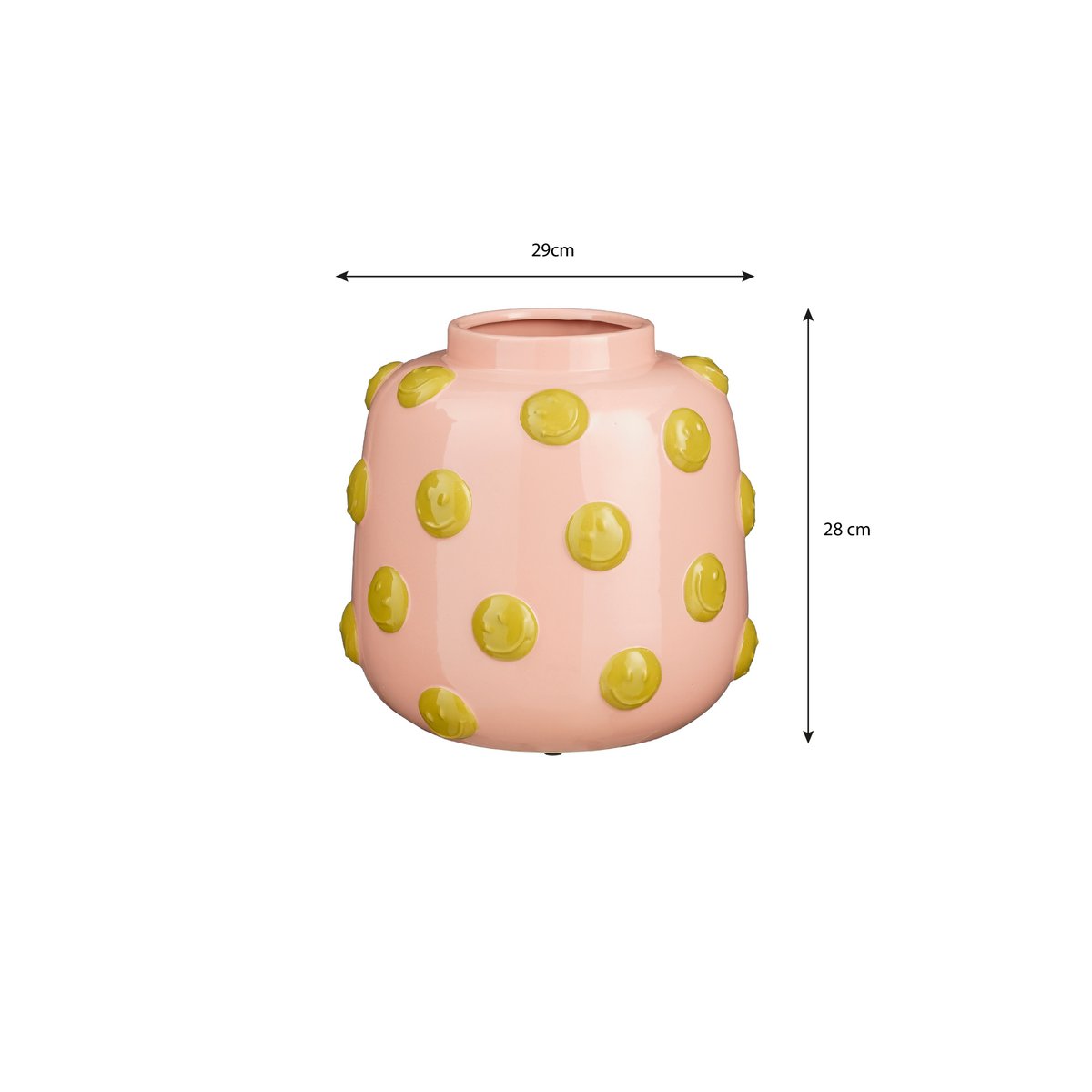 Smiley Vase - H28 x Ø29 cm - Keramik - Hellrosa, Ocker
