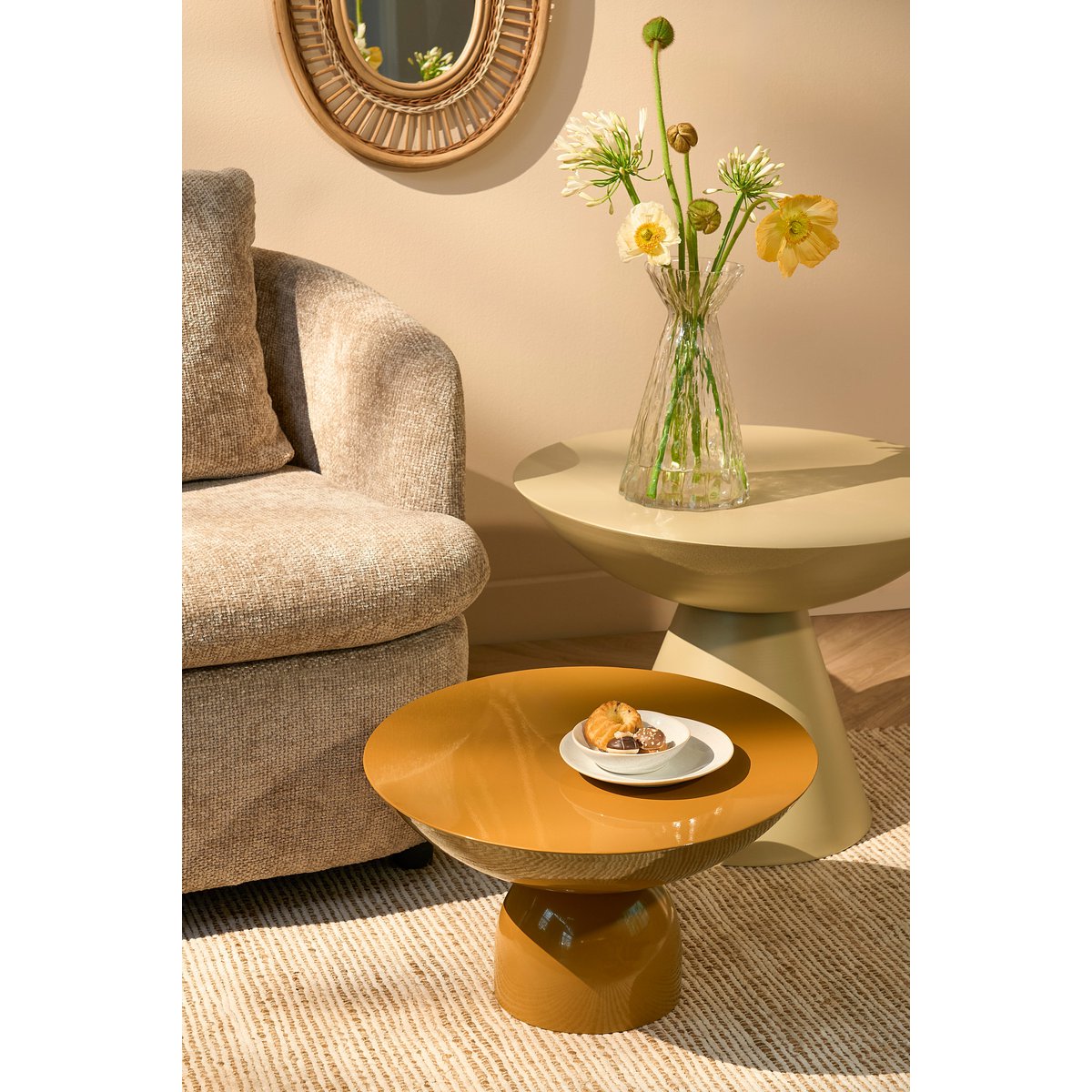 Celise Side Table - H28 x Ø47 cm - Metall - Braun