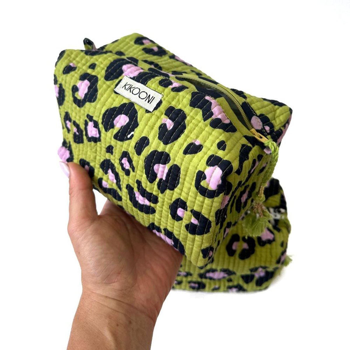 Handgemachte kleine Kosmetiktasche "oh leo cosmic green"