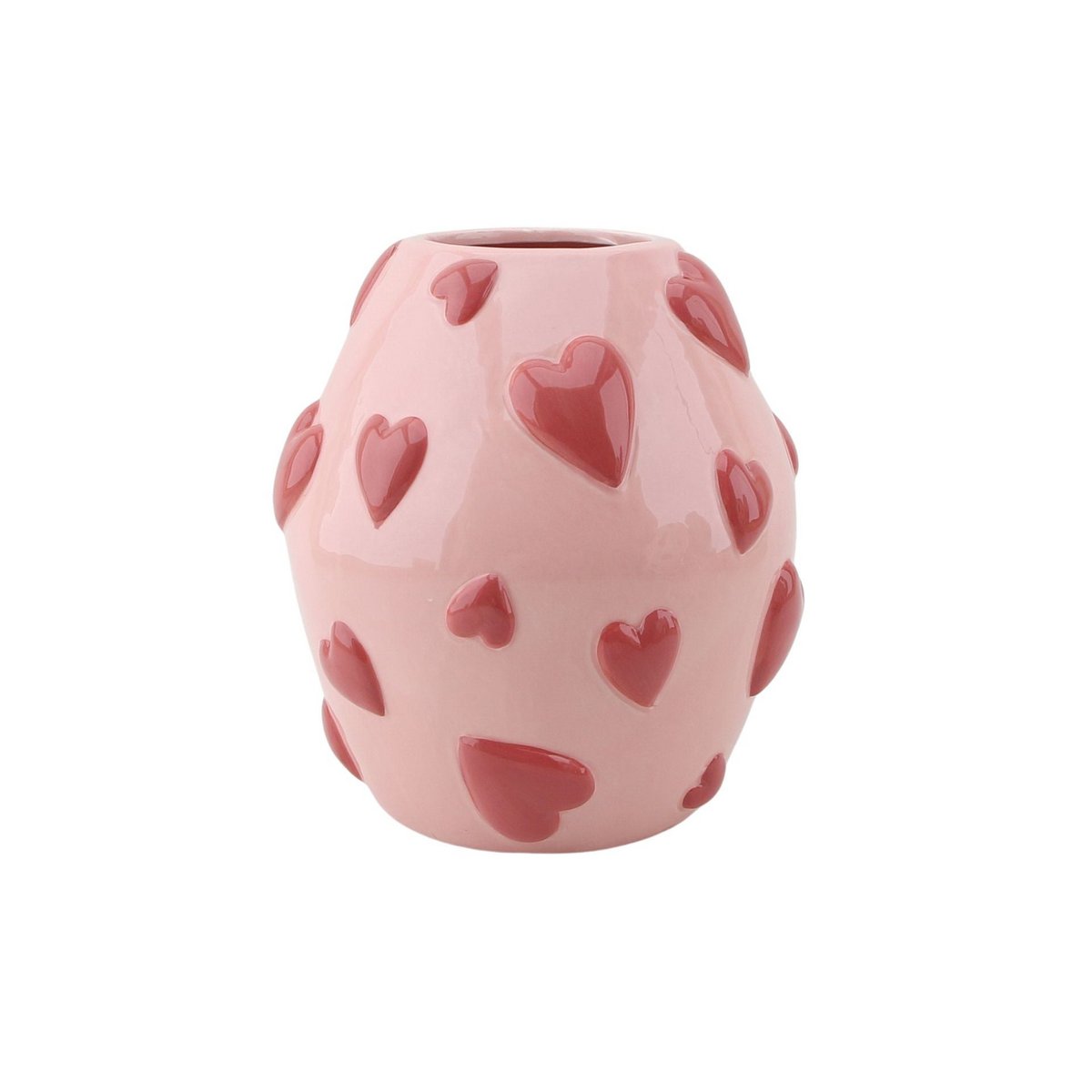 Vase -Flower Vase Hearts - Pink/ Rot - 16x16x17,5 cm