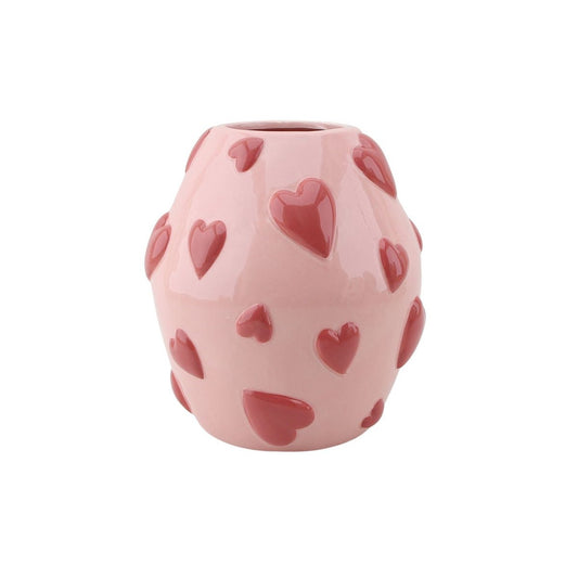 Vase -Flower Vase Hearts - Pink/ Rot - 16x16x17,5 cm