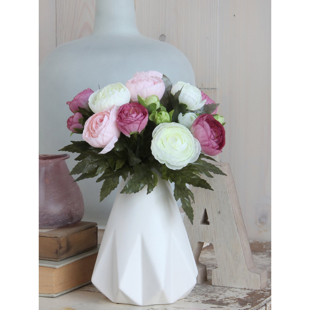 Strauß künstlicher Ranunkelblumen – H22 x Ø19 cm – Rosa