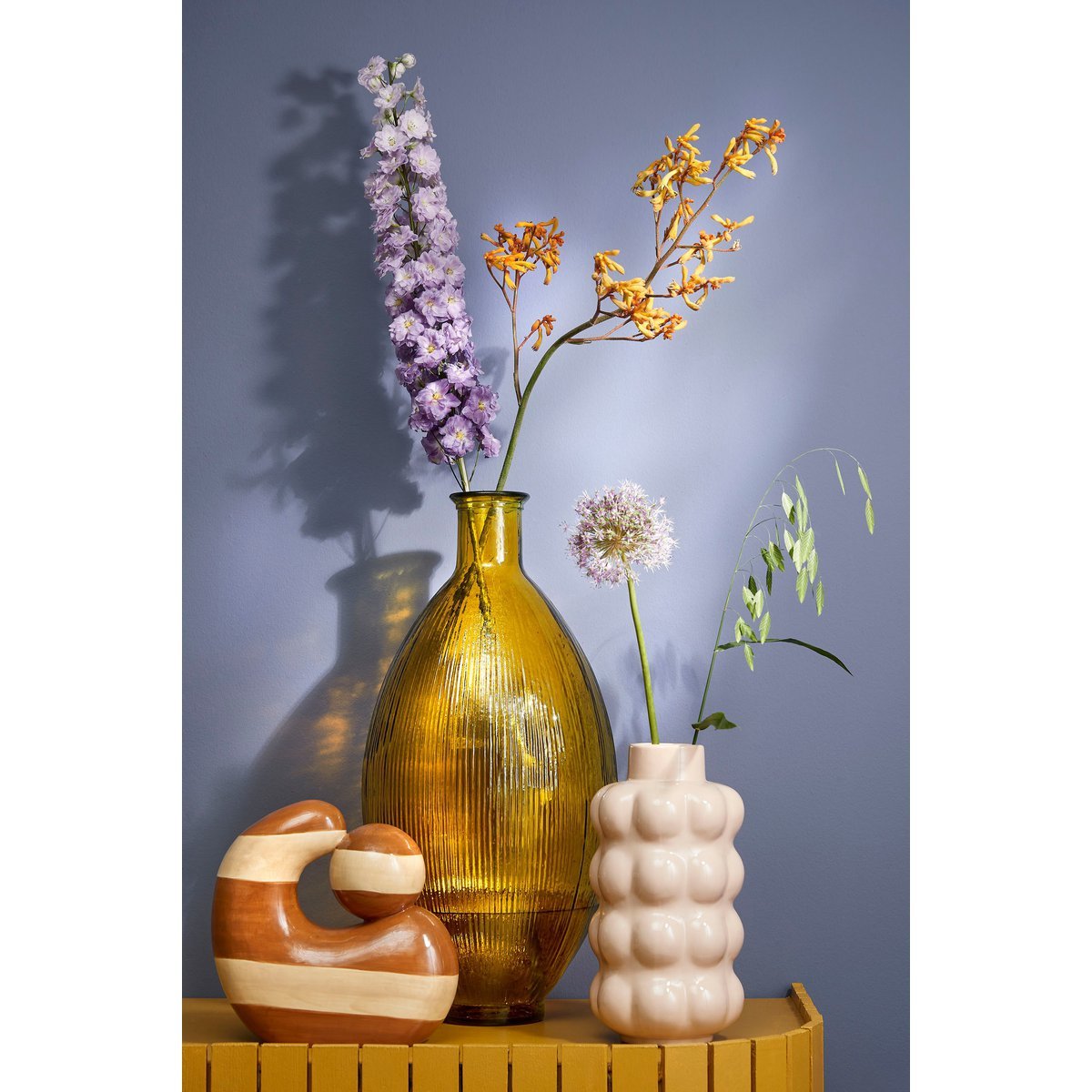 Firenza Flaschenvase – H59 x Ø29 cm – recyceltes Glas – Ocker