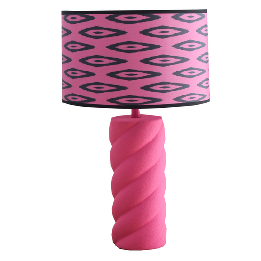 Tischlampe - Keramik - Neonrosa - E27- 12x12x28cm
