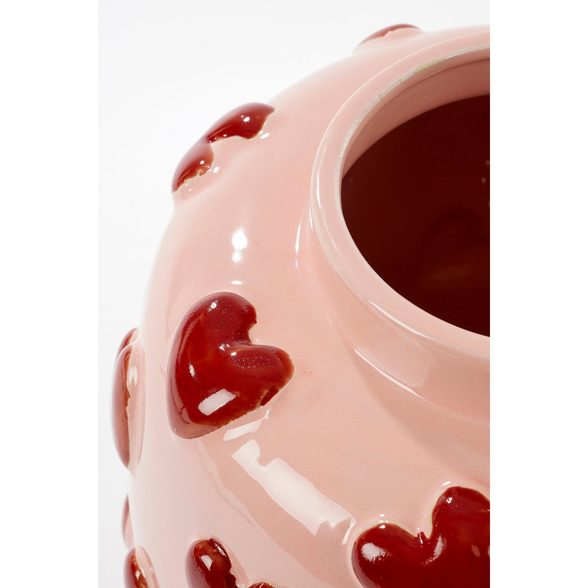 Herzvase – H28 x Ø29 cm – Keramik – Rosa, Rot