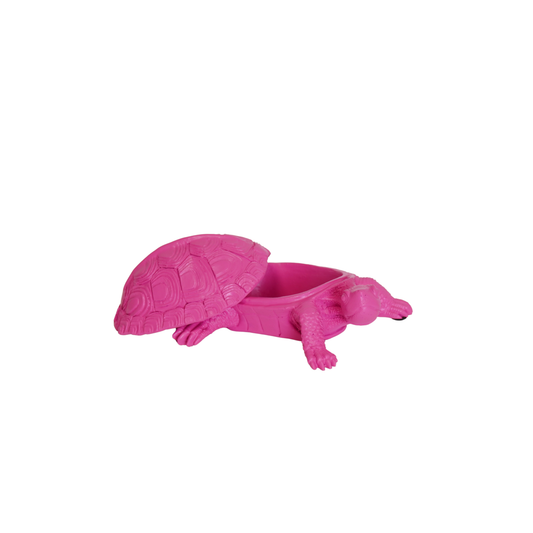 Schildkrötenbox – Polyresin – Neonrosa – 15,5 x 13,5 x 7,5 cm