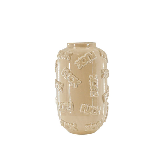Vase - 'FUCK' - Keramik - Beige - 17x17x27cm