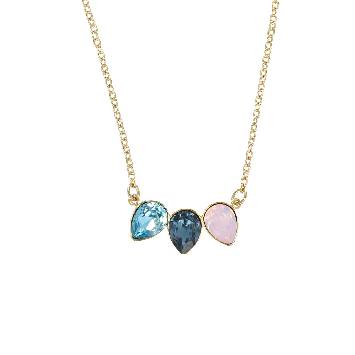 Classic Triple Leaf Necklace Rosewater Opal
