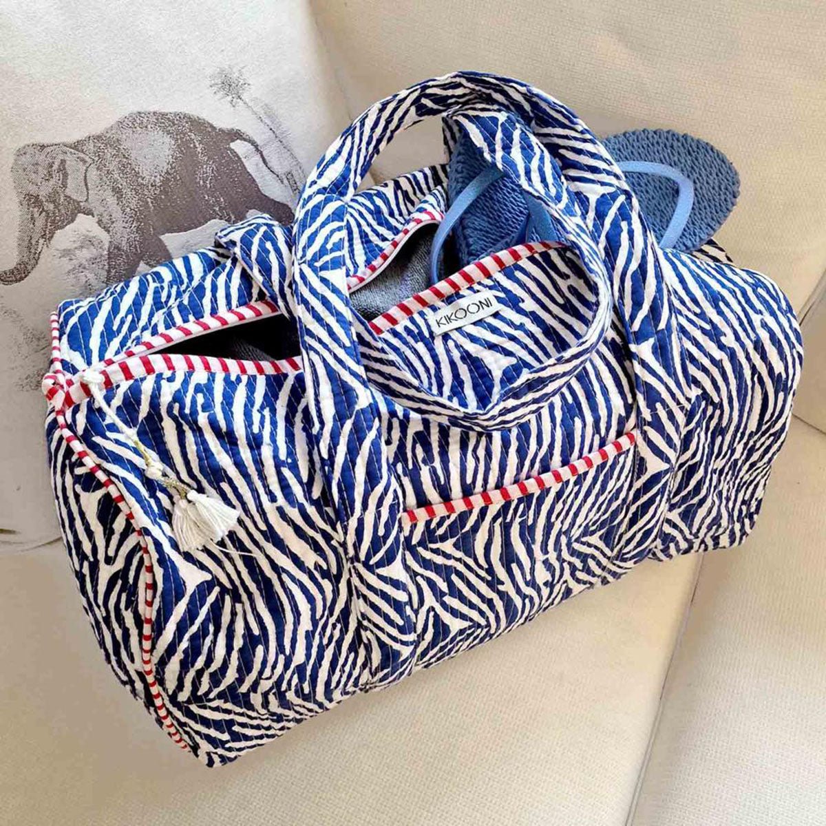 Handgemachte Baumwolltasche "blue Zebra"
