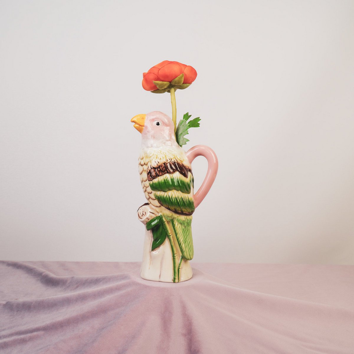 Vase- Bird-Dolomit-Pink-12*9*23 cm