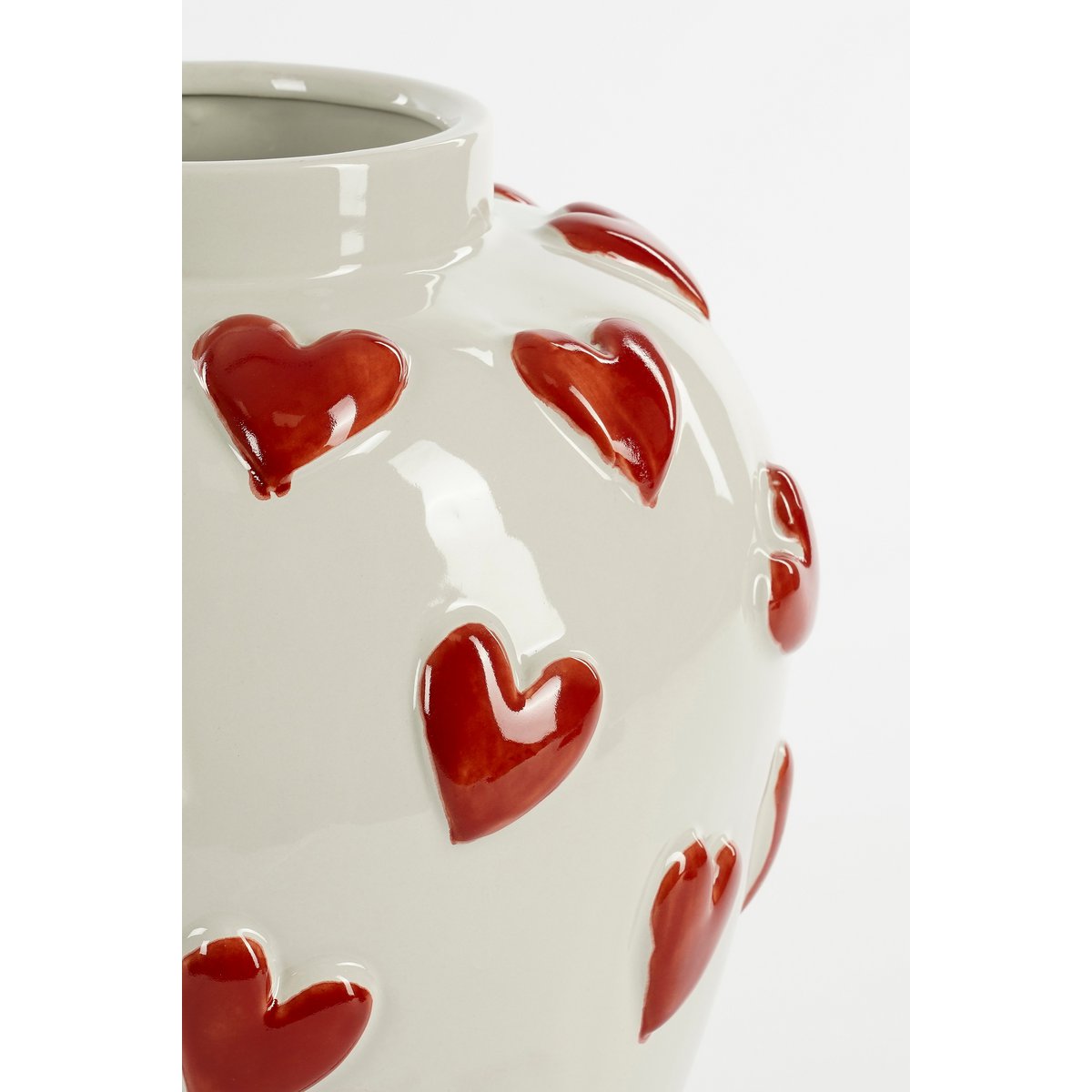 Herzvase – H33 x Ø30 cm – Keramik – Weiß, Rot