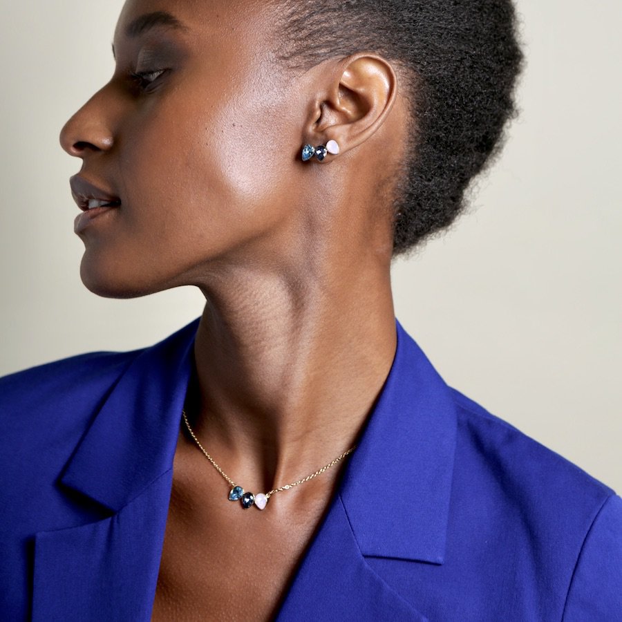 Classic Triple Leaf Necklace Rosewater Opal