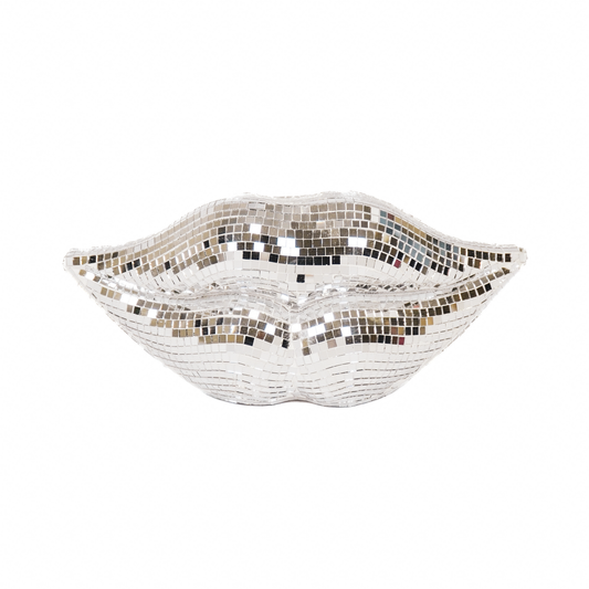 Ornament - Disco -LIPS - Glas - Silber - 29x10x13,5 cm