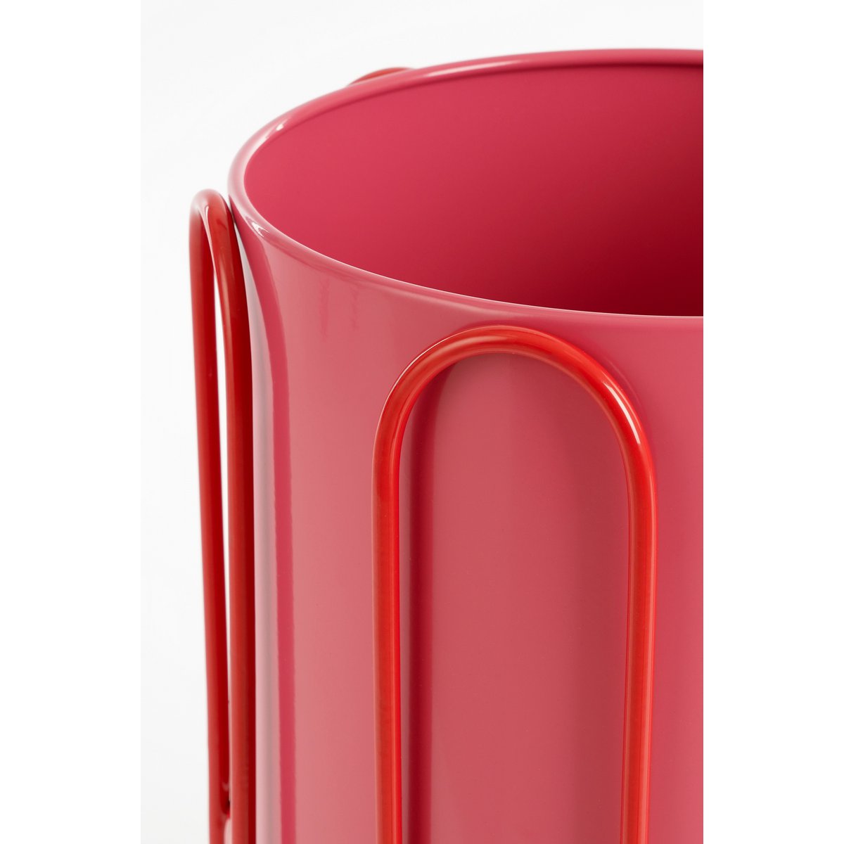 Dione Blumenpot auf Standard - Set von 2 - H35 x Ø26 cm - Metall - Rot, Pink